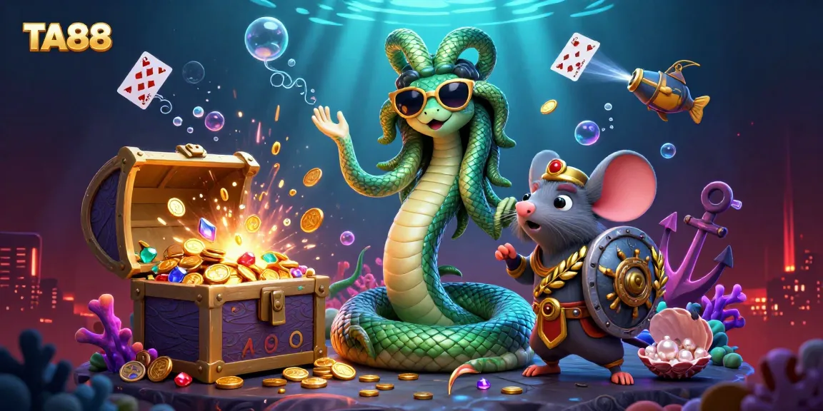 Engage with TA88's vibrant casino scene featuring Medusa, a warrior mouse, and explosive treasure elements.