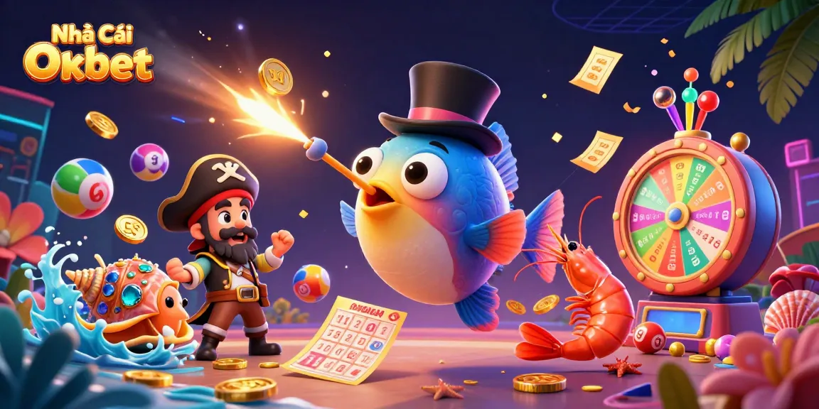 Engaging online gaming experience with Nhà Cái Oxbet, featuring vibrant characters, casino elements, and lottery dynamics.