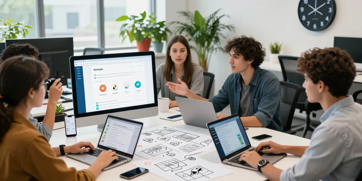 Engaging team collaboration on the Telegram web version in a modern tech workspace.