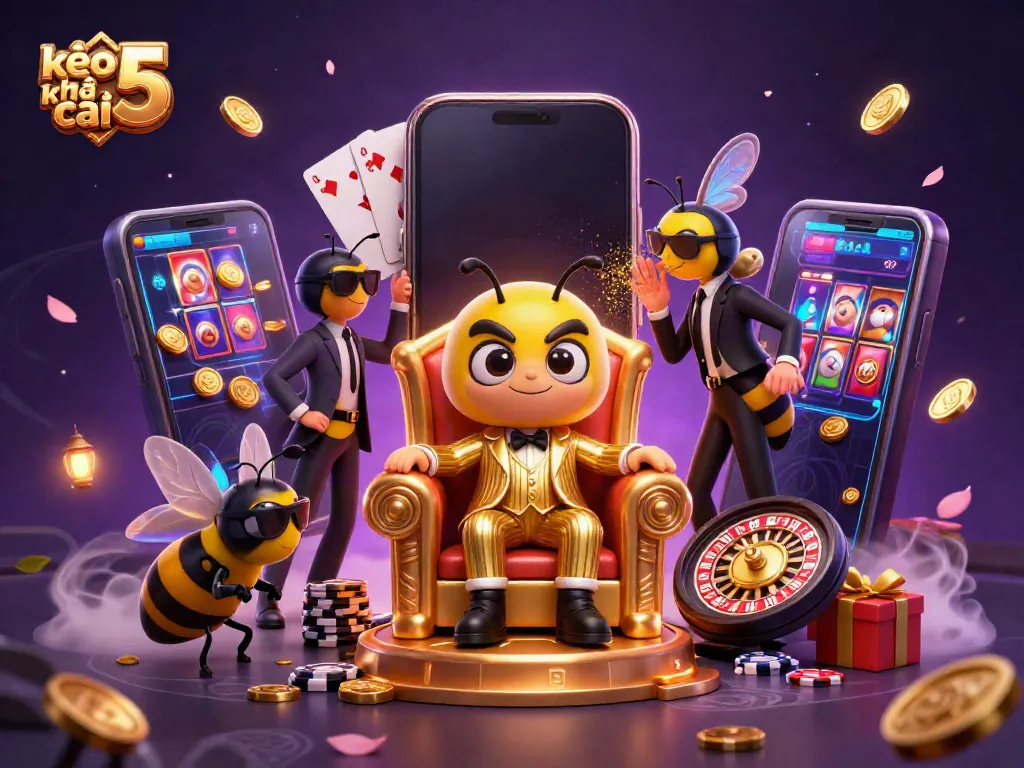 Engage in the vibrant world of kèo nhà cái 5 with dynamic casino elements, showcasing action and excitement.