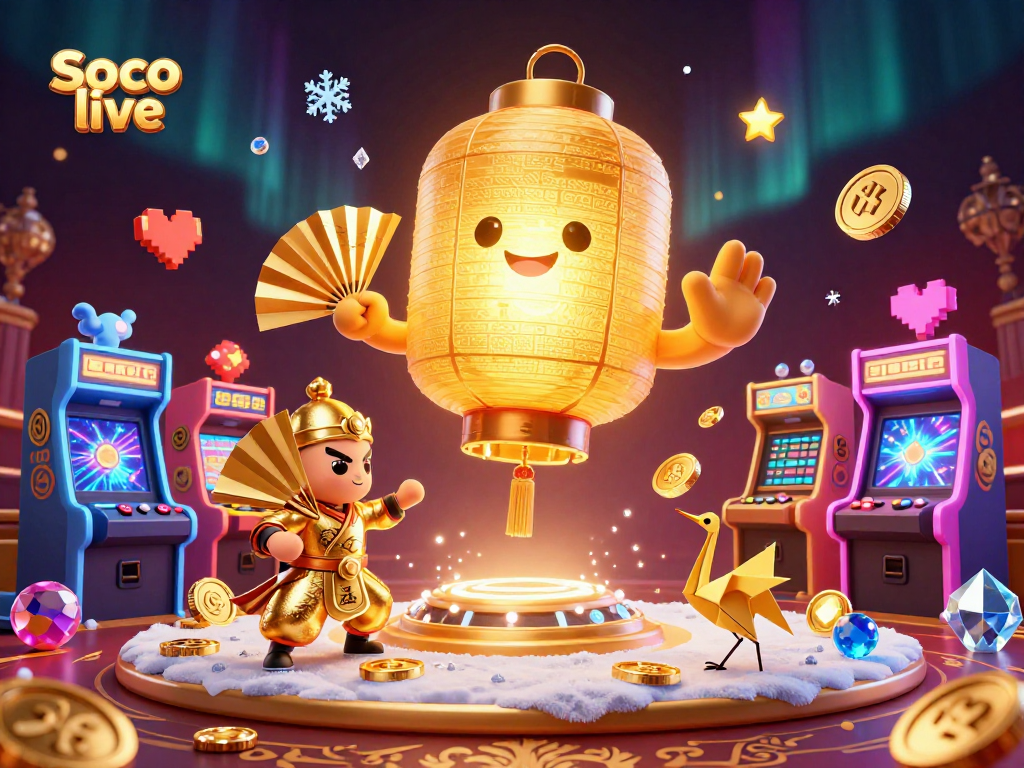 Experience thrilling gaming action at Soco live with vibrant arcade elements and enchanting characters.