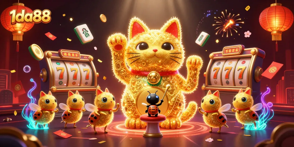 Experience thrilling casino action with 1da88 in a vibrant luck-themed 3D illustration.