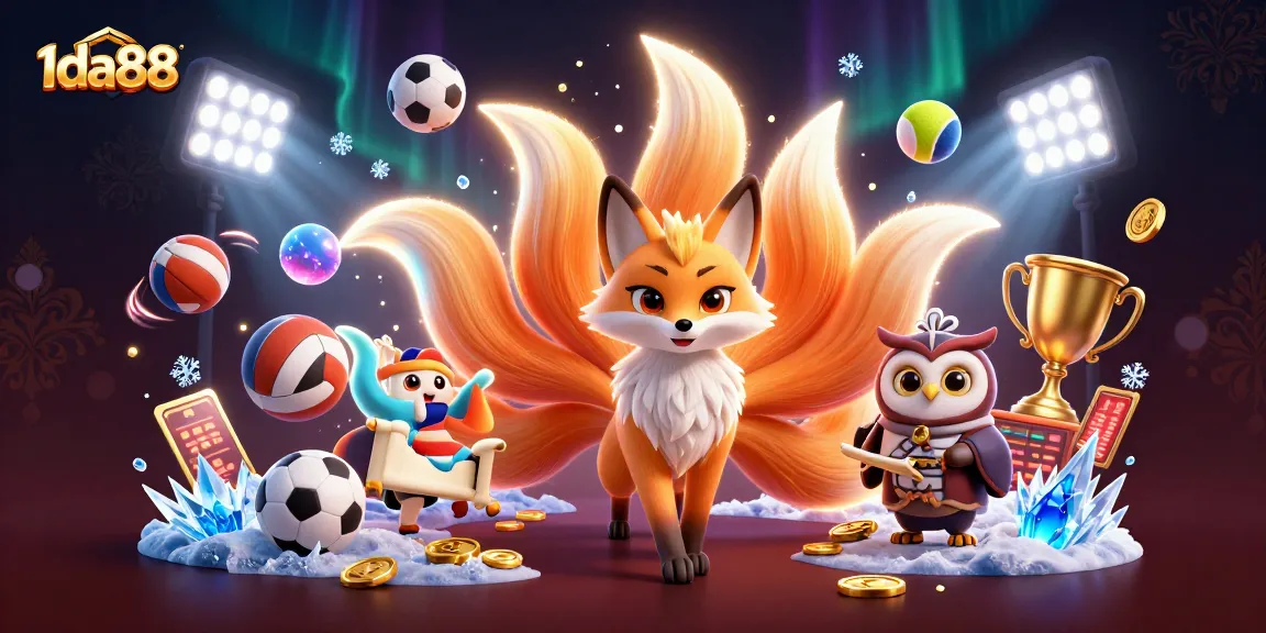 Engage with 1da88's vibrant 3D illustration featuring captivating characters and dynamic sports betting elements.
